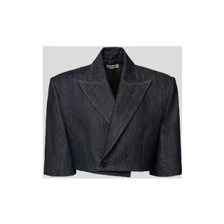 Cropped Blazer im Denim-Look, Dunkelblau, 38