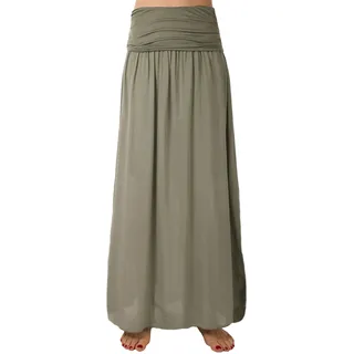 Eitex Zauberhafter Retro Maxirock Damen Sommer Rock Größe 34/36 bis Größe 48/50 verfügbar Langer Maxirock Strandrock Sommerock lang Gürtel Amber Boho Retro Maxirock (khaki2, 48/50) - 48-50