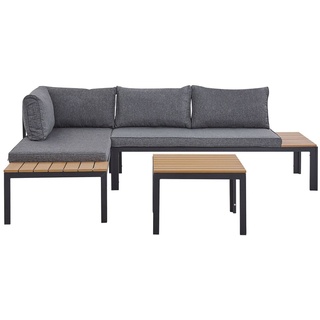 BELIANI Lounge Set Grau Kunstholz Aluminium 4-Sitzer inkl. Couchtisch und Auflagen Modern Terrasse Outdoor