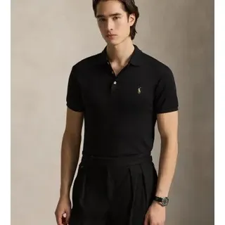 Polo Ralph Lauren für Herren. 710685514002 Slim Fit Poloshirt mit weichem Griff schwarz (M), Lässig, Baumwolle, Kurzarm