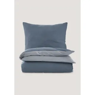 Hessnatur Satin Wende Bettwäsche-Set in stahlblau | Gr.: 155x220 cm (80x80 cm)