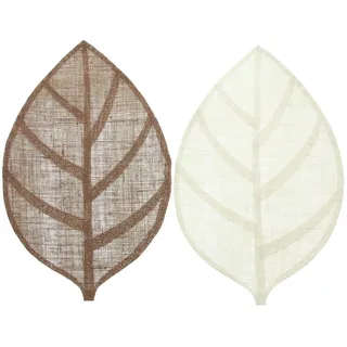 Dekoleidenschaft 4X Platzmatte Blatt aus Jute, beige & braun, 30x45 cm, Platzset, Tischset