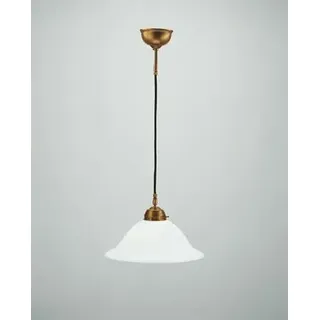 Licht-Erlebnisse Hängelampe Glas Berliner Messing Küche Esstisch Esszimmer Ø30 cm rund E27 bis 60 W Jugendstil blendarm stilvoll elegante Pendelleuchte Wohnzimmer