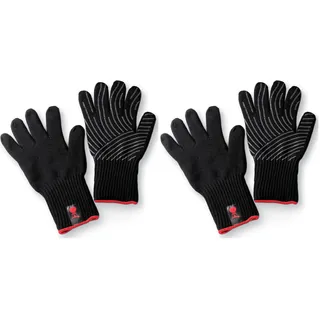 Weber Premium Grillhandschuhe - Größe S/M, 1 Paar, aus Kevlarmischgewebe, Schwarz und mit Silikonnoppen, Schutz vor sehr hohen Temperaturen - Schwarz (6670) (Packung mit 2)