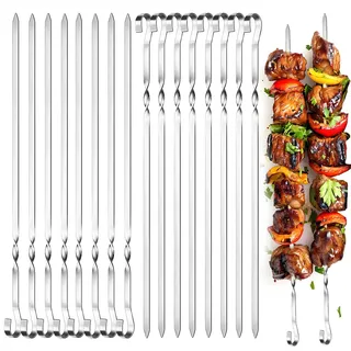 30 Stück Schaschlikspieße Edelstahl,30cm Grillspieße,Fleischspieße Edelstahl,Metall Spieße Grill,Für Fleisch, Gemüse & Meeresfrüchte – Perfekt für Grillparty, Buffet & Familienfeier