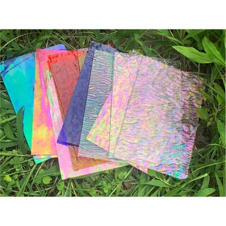 Lanyani 12 Blatt schillernde Buntglasplatten, Kathedralenkunst-Glas-Packungen für Mosaikarbeiten, sortiert, transparent + blickdicht + farbig transparent