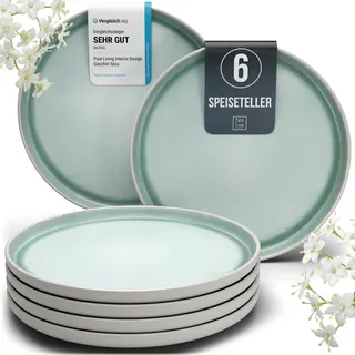 Steingut Teller Groß 6 Personen Ibiza TESTSIEGER, Traumhaftes Mediterranes Steingut Speiseteller Set, Stylisches Essteller Set, Pure Living in Türkis