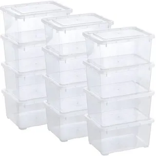 Ibenzoa® 12er Set transparente, belüftete Aufbewahrungsboxen mit Deckel – 19 x 14,5 x 9 cm, 100% Polypropylen, stapelbar