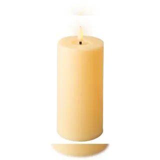 Lumineo LED Kerze mit Timer Outdoor 7x17cm Kunststoff - flackernde Flamme Kerzen Outdoorkerze batteriebetrieben Dekokerze Stumpenkerze Creme Warmweiß