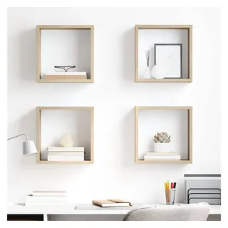furnicato Wandregal Wand-Würfelregal-Set 30x15x30 cm Sonoma-Eiche, 4-tlg., Stabile Schweberegale aus Holzwerkstoff für das Wohnzimmer im Set braun 30 cm x 30 cm x 15 cm