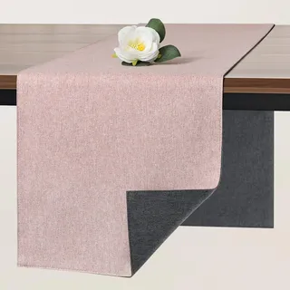 Banchif Tischläufer Abwaschbar Leinen tischläufer Anti-RutschStilvoll Beidseitig und dennoch Pflegeleicht Tischdeko für Esszimmer Party Urlaub Dekoration (Grau-Rosa, 30 x 140 cm)