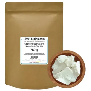 DistrEbution Bastelnaturmaterial Raps-Kokoswachs Elite 600 Kerzenwachs 750g Kerzen selber machen, 100% Reines Naturwachs