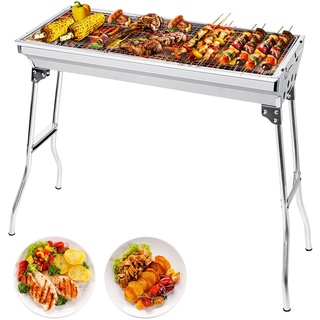 AGM Holzkohlegrill Camping Grill Holzkohle,Klappgrill Tragbarer Grill,Für Camping Garten Picknick Party, 73x 33x 71 cm, für 5-10 Personen