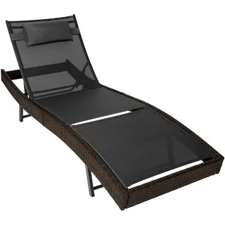 tectake® Rattan Sonnenliege, widerstandsfähig und UV-beständig, 6-fach verstellbare Rückenlehne, 69 x 211 x 41 - 94 cm