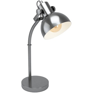EGLO Tischlampe Lubenham, Vintage Tischleuchte im Industrial Design, Retro Nachttischlampe aus Stahl, Farbe: Nickel matt, creme, E27, inkl. Schalter