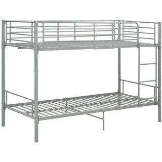 Festnight Etagenbett 2 Kinder Etagenbett Stockbett Hochbett 90 x200 cm Metall Doppelstockbett 90x200 Metallbett Jugendbett Kinderbett Stahl-Grau-