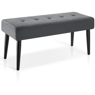 Tectake Polsterbank Samt Grau 95 x 38 x 45 cm