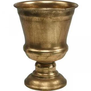 Viana Dekoschale Pokalvase Gold Optik Kelch Antik Deko Metall Vase Ø14cm H18,5cm