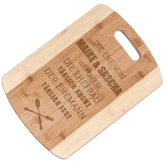 Maverton Bambus Holzbrett mit Gravur, Schneidebrett, Küchenbrett | Größe: 35x25 cm, groß und massiv, für Paare, zum Hochzeitstag, zur Hochzeit, zu Weihnachten, Ehe