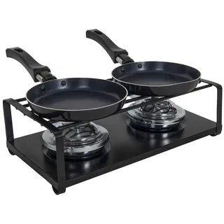 Spetebo Raclette Mini Raclette Set ohne Strom - für 2 Personen, 2 Raclettepfännchen, Camping Picknick Festival Pfannen Tisch Grill mit Brenner schwarz