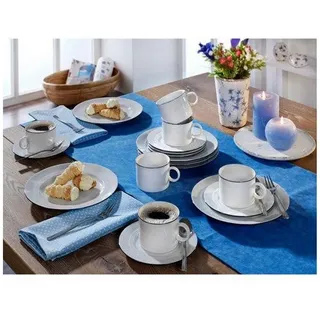Friesland Porzellan Kaffeeservice Jeverland Kleine Brise, 6 Personen, Porzellan, 18-tlg. blau