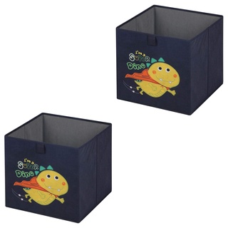 Faltbox Dino-2, Aufbewahrungsbox Ordnungsbox Stoffbox Regalbox, im 2er Pack, mit Dinosaurier Motiv