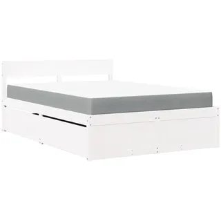 vidaXL Bett mit Schubladen und Matratze Weiß 120x200 cm Massivholz