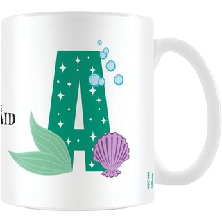 The Little Mermaid Disney Alphabet Personalisierte Tasse (A für Disney Prinzessin Ariel Design) 325 ml Keramik-Kaffeetasse in Präsentations-Disney-Geschenkbox – Offizielles Merchandise-Produkt,
