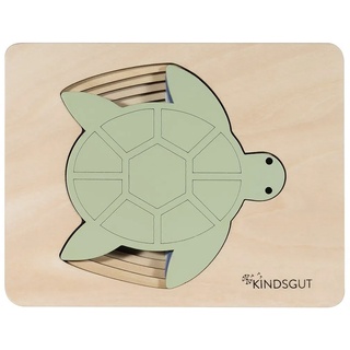 KINDSGUT Puzzle, 5 Puzzleteile, Tier-Puzzle, Holz-Puzzle, Baby, Lern-Spiel, Schildkröte, Kinder-Puzzle, Motorik-Puzzle, Lern-Puzzle, für zuhause und unterwegs grün