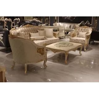 Xlmoebel Polstergarnitur Elegante Wohnlandschaft mit stilvollen Sesseln in hochwertigem Design, (Polstergarnitur, 2-tlg., 1x 3-Sitzer + 1x Sessel ohne Couchtisch), Hergestellt in Europa beige