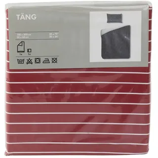 IKEA Täng Bettwäsche Set 150x200 cm/50x60 cm - dunkel rot weiß gestreift -100% Baumwolle - waschbar bei 60°C