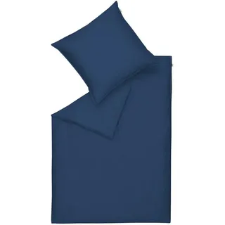 Schöner Wohnen Pure Unifarben Baumwolle Blau 140 x 200 cm + 70 x 90 cm/80 x 80 cm