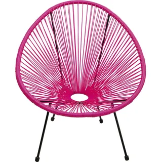 Kare Design Sessel Acapulco, Pink, Indoor und Outdoor Stuhl im Retro-Design, Gartenstuhl, Relaxsessel für Balkon, Garten, Terrasse, Schwarzes Stahlgestell, 85x73x78 cm (HxBxT)