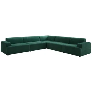 Luxusbetten24 Sofa Designer Sofa Monza Wohnlandschaft L XXL, in Samt grün