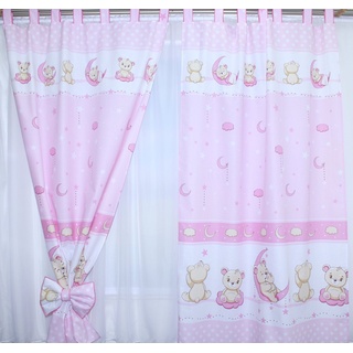 Vorhang Vorhänge mit Schlaufen Kinder Baby Gardinen Kinderzimmer, Primawela rosa