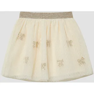 Gepunkteter Mesh-Rock mit Glitzerbund und Pailletten - beige - 110