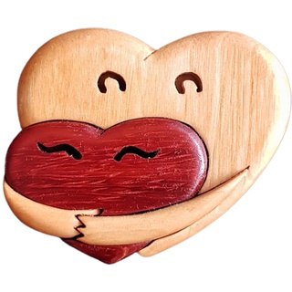 AUTOECHO Pocket Hug Herz-Token aus Holz - Umarmungen und Liebe-Herz-Ornamente-Dekor,Winzige Umarmungsmarken, besonderes Handgeschenk, Herz-Puzzle-Skulpturen, Desktop-Ornament, Heim-Tischdekoration