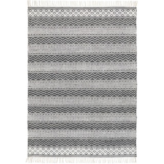 Handwebteppich Ossi in Schwarz/Weiß ca. 120x170cm