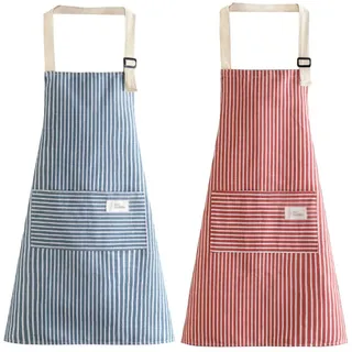 ViLiyDuo 2 Stück Kochschürze,Küchenschürze,Latzschürze mit 2 Taschen,Grillschürze,Männer Damen Küche Schürze,für Küche, Restaurant,Backschürze - 72 x 68 cm