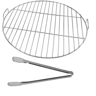 Edelstahl Grillrost rund mit Griff für Weber 7432, 1241304 & 57 cm Kugelgrill Holzkohlegrills - 45 cm Durchmesser, robust, leicht zu reinigen, Outdoor BBQ Ersatzteil (55cm)
