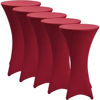Beautissu Stehtischhusse Stella Bordeaux Ø 70 cm 5er Set