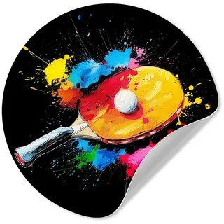 MuchoWow Wandsticker Graffiti - Sport - Tischtennis - Farbe (1 St), Tapetensticker Selbstklebend, Wandbild Wohnzimmer, 80x80 cm bunt 80 cm x 80 cm x 0.1 cm