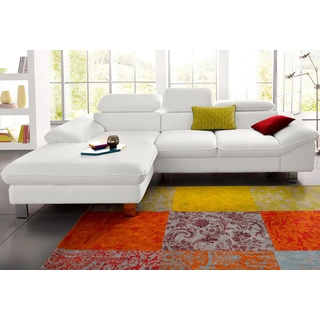 Ecksofa COTTA Sofas Gr. B/H/T: 268 cm x 73 cm x 169 cm, Kunstleder SOFTLUX, Recamiere links, ohne Bettfunktion-mit Kopfteilverstellung, weiß (altweiß) Sofas Couches Kopf bzw. Rückenverstellung, wahlweise mit Bettfunktion und Bettkasten