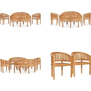 vidaXL 5 tlg. Garten Lounge Set Massivholz Teak - Garten-Lounge-Set - Garten-Lounge-Sets - Holz Lounge Set - Holz Lounge Sets - Braun