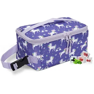 Cerbonny Mini Lunchbox - Isolierte Kühltasche mit Schnallegriff für Kinder/Erwachsene, Lila Einhorn