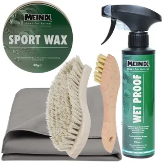 Renner XXL Meindl Premium-Schuhpflegeset für Stiefel – Sportwax & Imprägnierer – Wet Proof für Leder, Nubuk & Outdoor-Schuhe – Komplettes Pflege-Set