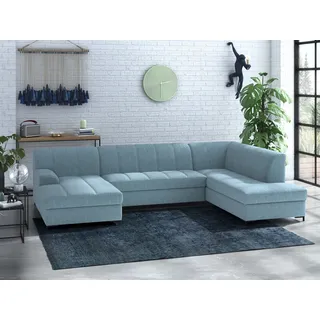 Home Affaire Wohnlandschaft HOME AFFAIRE "Balme, moderne Formensprache, zeitloses Design, U-Form", blau (petrol), B:297cm H:75cm T:195cm, 95% Polyester, 5% Nylon, Sofas, Wohnlandschaft, Inkl. Zierkissen, wahlweise mit Bettfunktion