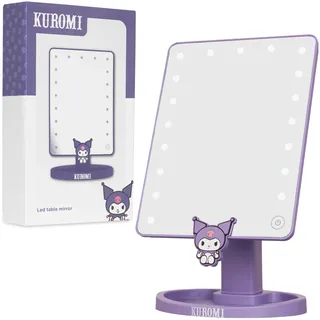 Get Trend Sanrio Kuromi LED Schminkspiegel mit Beleuchtung, Makeup Kosmetikspiegel mit Licht für Schminktisch Batteriebetrieben, Kawaii Geschenke für Mädchen, Teenager & Frauen (Lila Kuromi)