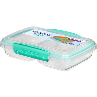 Sistema 4er Pack Lunchbox Small Split To Go, in 2 Sektionen unterteilt, 350ml, Farbe mint