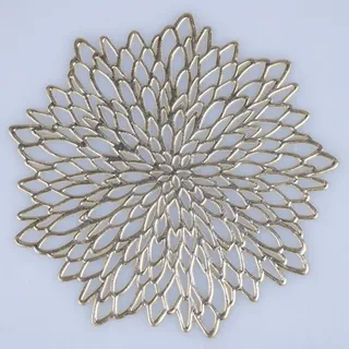Set 6 Untersetzer Blume Gold Sortiert Ø 10 cm, Gold